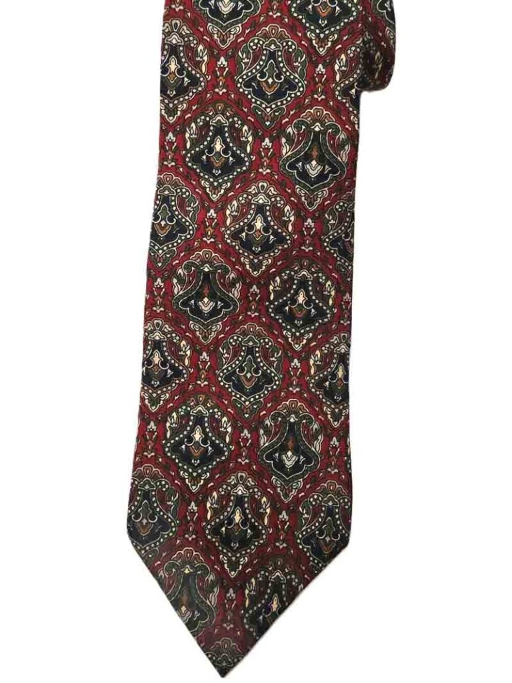 Vintage Christian Dior Silk Tie Necktie Red Black Gray Foulard Medallion Men's
